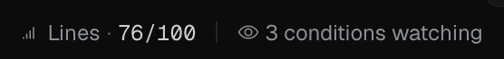 The left side of the status bar with the Lines item and the conditions watching item