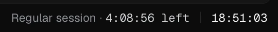 The right side of the status bar with the market session and the clock