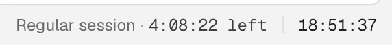 The right side of the status bar with the market session and the clock