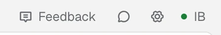 The right side of the title bar with the Feedback button, the Desk button, the gear and the connection chip
